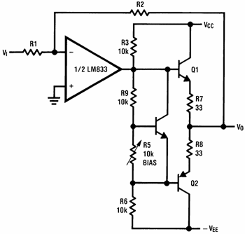 Line Driver из даташита на LM833 (National Semiconductor, January 2003, с. 11)